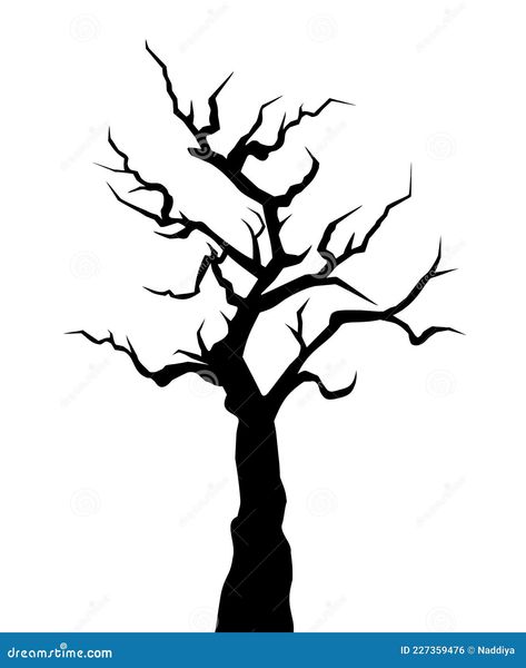 Vector black silhouette of a Halloween spooky bare tree isolated on a white background. Creepy Tree Silhouette, Haunted Tree Silhouette, Bare Tree Silhouette, Spooky Tree Silhouette, Flat Tree, Halloween Window Silhouettes, Halloween Graveyard, Spooky Trees, Halloween Window