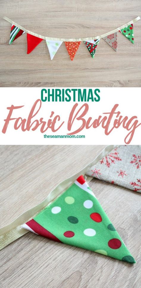 Christmas Bunting Ideas, Sewing Classes For Beginners, Bunting Tutorial, Sewing Creations, Holiday Sewing, Christmas Bunting, Sewing 101, Color And Texture, Fabric Bunting