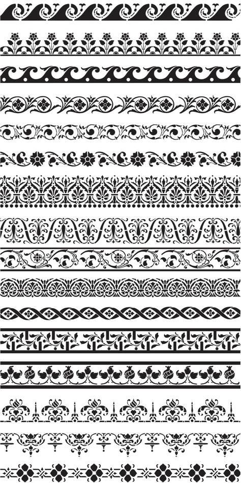 Ornament borders vector | Vector Graphics & Vector Illustrations Borders Design Pattern, Tattoo Borders, Border Tattoo, Motif Vector, Floral Borders, Ornament Vector, Vector Border, Muster Tattoos, Mandala Design Pattern