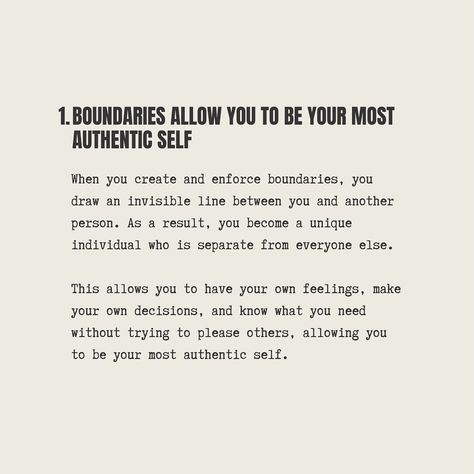 Know thy self ✨🦋🔑 Boundaries require a keen knowledge and understanding of yourself. You most know what you like and expect from yourself and others. If your perception of yourself is unclear, it will be difficult to set and implement boundaries that reflect your needs and wants. Grab BOUNDARY BLISS - our 81 page guide and workbook for helping women learn how to set healthy boundaries in relationships- romantic, work, friends, family and children. Comment BLISS below and I’ll send you... How To Set Boundaries For Yourself, How To Create Boundaries, Feminine Boundaries, How To Set Boundaries, Self Boundaries, Conscious Partnership, Work Boundaries, Creating Boundaries, Create Boundaries