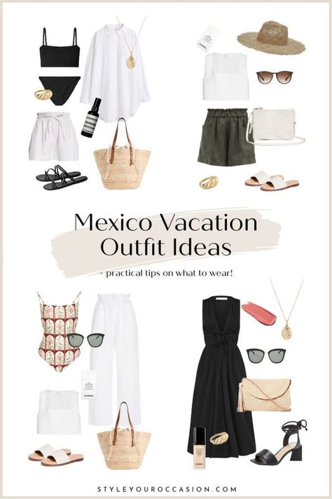 Beach To Dinner Outfit, What To Wear In Cancun Outfit Ideas, Mexican Cruise Outfits, Mexican Summer Outfits, Resort Wear For Women 2024, 2024 Resort Wear, Mexico Vacation Outfits Cancun, Mexico Resort Outfits, Mexico Trip Outfits