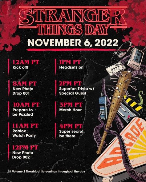 Stranger Things Day, Photo Drop, Super Secret, Stay Weird, Stranger Things Netflix, Watch Party, Special Guest, Trivia, Stranger Things