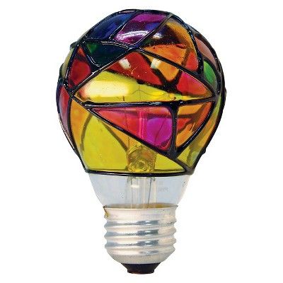 GE 25-Watt Incandescent Party Light Bulb - Tiffany Stained Glass Light Bulb, Painted Lightbulbs, Small House Inspiration, Colored Light Bulbs, Stained Glass Light, Lightbulbs, Glass Light, Party Lights, Tiffany Style