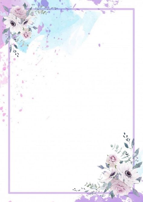 Purple Wedding Background, Purple Flower Border, Wedding Card Frames, Photo Frame Wallpaper, Writing Paper Printable Stationery, Floral Cards Design, Floral Border Design, Framed Wallpaper, Cute Flower Wallpapers