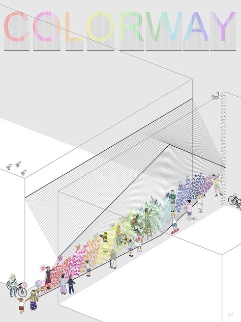 beomki lee colorway passageways designboom Interactive Architecture, Human Scale, World Architecture, Community Space, Urban Fabric, Urban Spaces, Drawing Images, Public Art, Urban Design