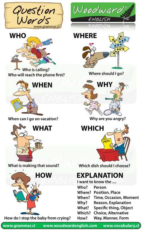 The most common question words in English Woodward English, Interrogative Pronouns, Question Words, English Exercises, Kids English, Learn English Grammar, English Fun, English Classroom, English Language Teaching