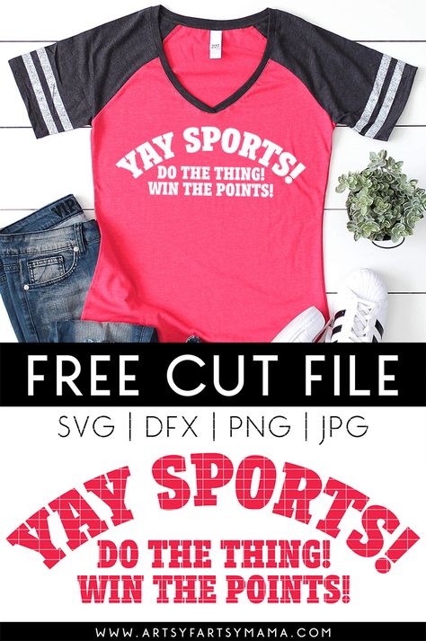 Free "Yay Sports" SVG Cut File #freesvg #freecutfile #sports #svg #cricutcrafts #cricutshirt #diyshirt #gameday #gamenight #tailgating #football #baseball Diy Sports Shirts, Cricut Svgs, Make Your Own Shirt, Free Cricut, Free Sport, Craft Quotes, Free Cut Files, Cricut Free, Sports Svg