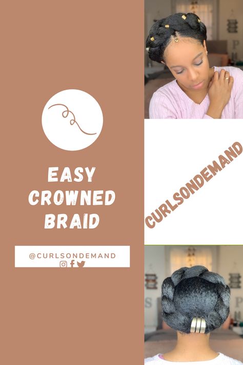 Hairstyles Crown Braid, Hair Crown Braid, Elegant Hairstyles Easy, Crown Braid Hairstyles, Curly Hairstyles Wedding, Braid Simple, Hairstyles Crown, Braided Crown Hairstyles, Elegant Crown