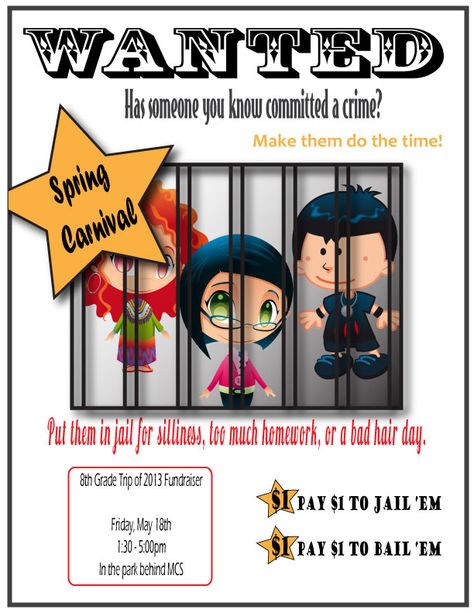 Jail And Bail Fundraiser, Jail Ideas, Farm Fest, Eliot Ness, Customer Service Week, School Festival, Church Youth Group, Pto Ideas, Carnival Ideas