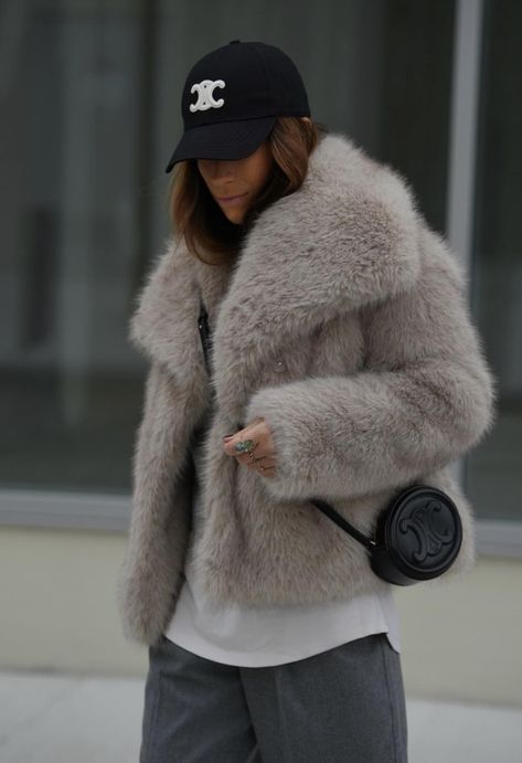 Black faux fur jacket