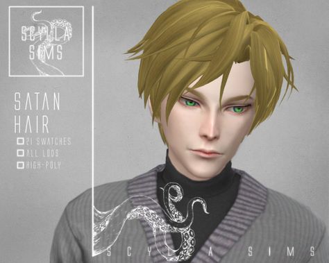 Sims 4 Obey Me, Hair Ts4, Anime Hairstyles Male, The Sims 4 Pc, Sims 4 Anime, Pelo Sims, The Sims 4 Download, Obey Me, Sims 4 Cc Packs