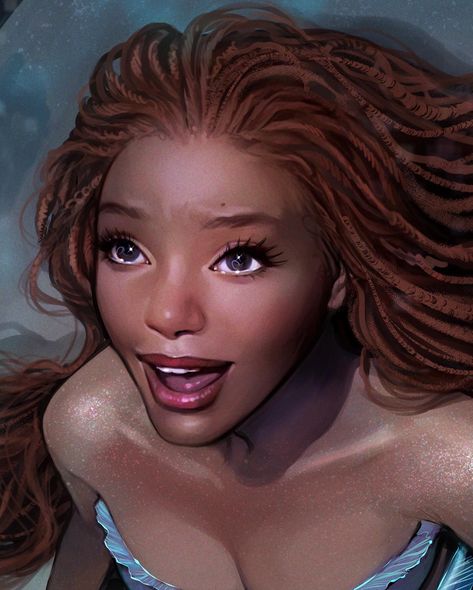 Halle Bailey Drawing, The Little Mermaid Halle Bailey, Little Mermaid Halle Bailey, Ariel Wallpaper, Halle Bailey, Like Quotes, Disney Live Action, Read Image, Disney Fan Art