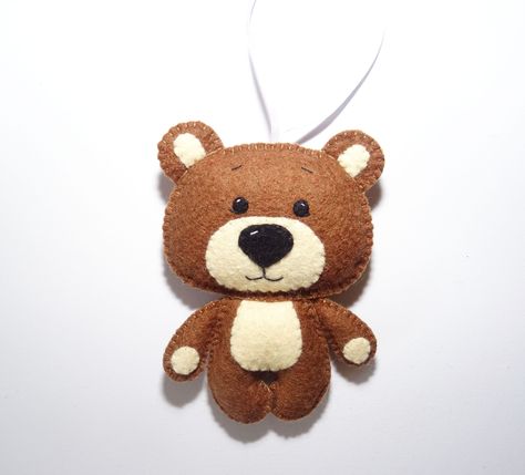 Bear ornament, Wool felt bear, Brown bear, Nursery decor, Baby mobile, Bear plushie, Woodland animal, Handmade felt hanging bear Felt Bear Ornament, Felt Teddy Bear, Felt Bear, Felt Plushie, Bear Plushie, Bear Felt, Bear Nursery Decor, Bear Brown, Bear Nursery