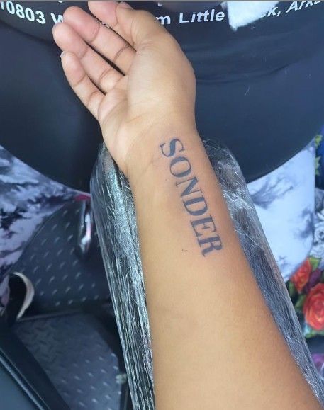 Rappers Tattoos Ideas, Sonder Tattoo Stencil, Sonder Tattoo Ideas, Presence Tattoo, Rapper Tattoos Ideas, Music Tats, Tattoos Man, Kiznaiver Anime, Black People Tattoos