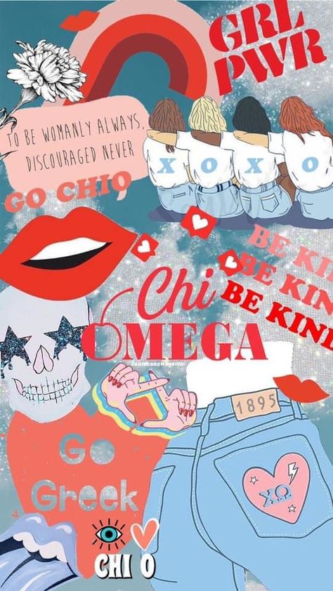 Chi Omega Wallpaper, Chi Omega Graphics, Aoii Graphics, Chi Omega Crafts, Red Collage, Chi Omega Sorority, Word Collage, Sorority Canvas, Bid Day Themes