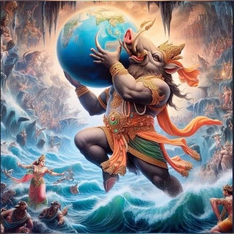 Wallpaper Bhagwan, Varaha Avatar, Vishnu Dev, Vishnu Ji, साईं बाबा, Krishna Avatar, Ganesh Art Paintings, God Artwork, Indian Art Gallery