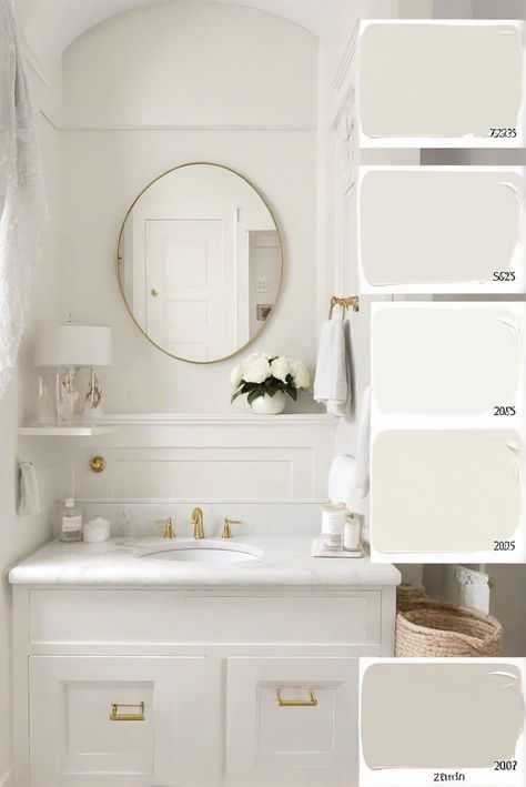 home decor interior design, interior design space planning, designer wall paint, paint color match White Dove Bathroom Cabinets, White Cabinet Bathroom Ideas, Aesthetic White Bathroom, Yes Aesthetic, Bathroom Cabinet Colors, White Wall Paint, Sherwin Williams White, Painting Bathroom Cabinets, White Bathroom Cabinets