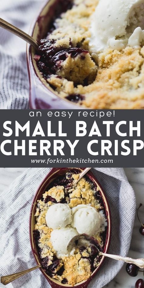 Small Batch Cherry Crisp, Fresh Cherries Recipes, Cherry Crisp Recipe With Fresh Cherries, Cherry Recipes Easy, Fresh Cherry Crisp, Fresh Cherry Cobbler, Spring Baking Recipes, Cherry Crisp Recipe, Fresh Cherry Recipes