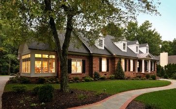 Additions & Renovations - traditional - exterior - charlotte - Advanced Renovations, Inc. Traditional Exterior Homes, Brick Ranch Houses, Brick House Designs, Shutter Colors, Sunroom Addition, Black Shutters, Ranch Remodel, House Shutters, Brick Ranch