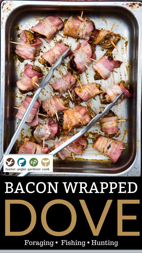 Wild Dove Recipes, Bacon Wrapped Quail Recipes, Bacon Wrapped Deer Tenderloin In Oven, Smoked Dove Recipe, Dove Jalapeno Poppers, Dove Meat Recipes, Grilled Dove Recipes, How To Cook Dove Breast, Baked Dove Recipes