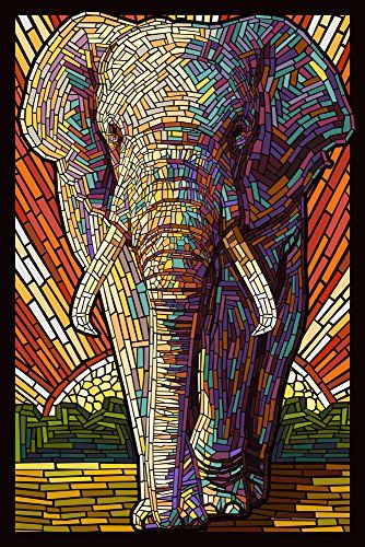 Paper Mosaic, Dynamic Art, Mosaic Animals, Art Pierre, Wood Postcard, Mosaic Stained, Asian Elephant, Mosaic Projects, African Elephant