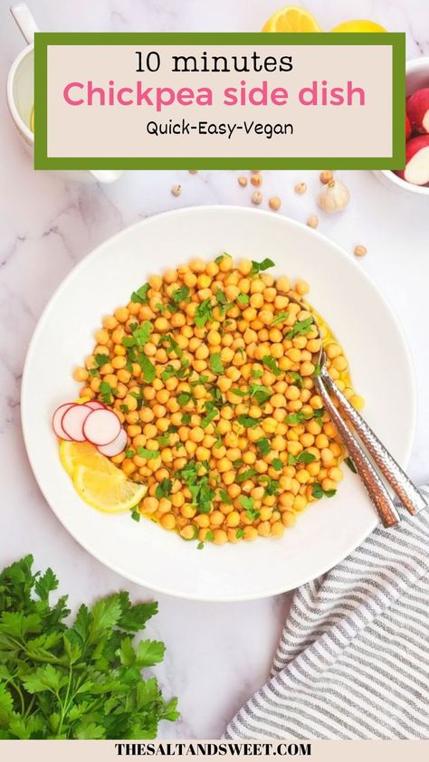 chickpea side dish Chickpea Side Dish, Garlic Chickpeas, Air Fryer Recipes Chicken Breast, Middle Eastern Cuisine, Chickpeas Recipe, Sweet Kitchen, Quick Easy Vegan, Air Fryer Recipes Chicken, Chickpea Recipes