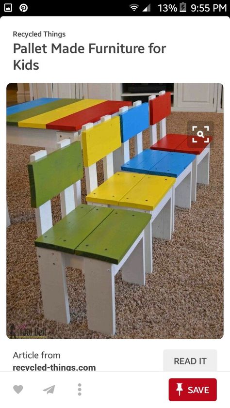 Pallet Kids, Pallet Projects Furniture, Wooden Pallet Furniture, Wooden Chairs, Woodworking For Kids, Pallet Decor, Wooden Pallet Projects, Recycled Pallets, Pallet Crafts