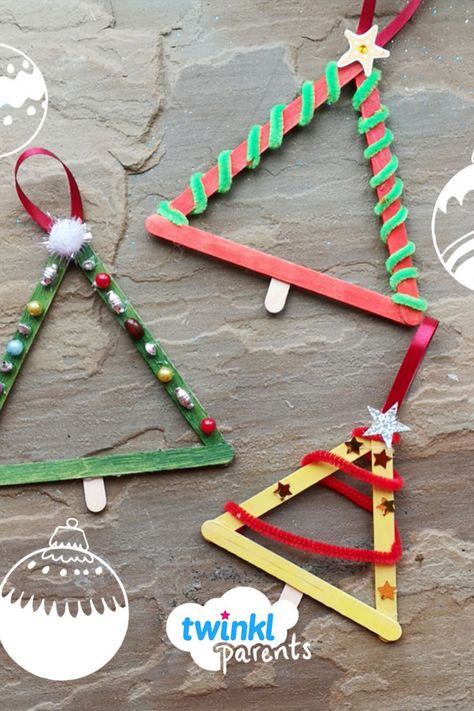 Lollipop Stick Christmas Decorations, Lolly Stick Christmas Decorations, Christmas Lolly Stick Craft, Lollypop Stick Craft, Christmas Tree Lollipop, Lollipop Christmas Tree, Lolly Stick Craft, Christmas Tree Decorations To Make, Lollipop Art