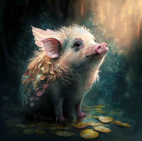 Pig Painting, Fantasy Animals, Pigs, Enchanted, Fantasy Art, Anime, Animals, Pins, Art