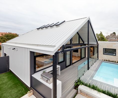 Roof Profiles, Surfmist Shed House, Colorbond Surfmist Roof, Colorbond Cladding House, Light Color Roof House, White Standing Seam Cladding, Colorbond Surfmist, Colourbond Surfmist, Colorbond Dune Colour Schemes