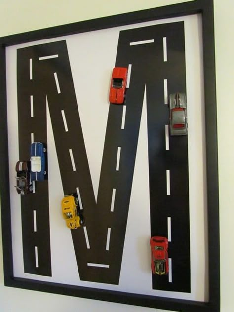 Race Car Bedroom, Boys Room Diy, Monogram Wall Art, Cars Room, Car Bedroom, Toddler Boys Room, Diy Projects For Kids, Monogram Wall, Big Boy Room