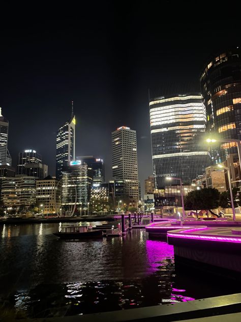 Perth City Night, Perth Australia Aesthetic, Perth Aesthetic, Perth Australia City, Elizabeth Quay, Perth City, 2024 Travel, Midnight City, Fake Account