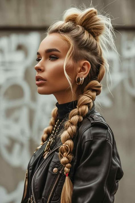 58 Women's Hairstyles that Elevate the Ponytail Look with Bubble Braids (Concept Design) - StileStack Bubble Mohawk Ponytail, Cassie Wedding, John Summit, Classic Ponytail, Two Ponytail Hairstyles, High Bun Hair, Chic Ponytail, Bun Tutorials, Rave Hair