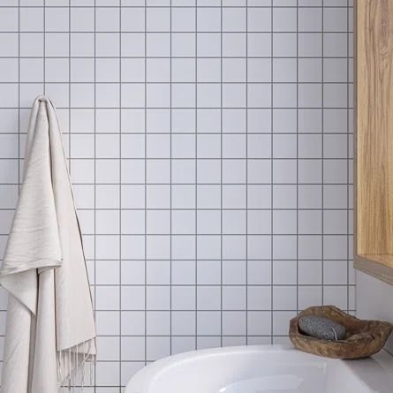 Thomas Avenue Ceramics 2" x 2" Square Porcelain Mosaic Wall & Floor Tile | Wayfair White Square Tile Bathroom, Square Tile Bathroom, White Square Tiles, Hexagonal Mosaic, Mosaic Flooring, Square Tile, Porcelain Flooring, Porcelain Mosaic, Ceramic Wall Tiles