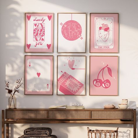 Trendy Retro Wall Art Set of 6, Lucky You Poster,Aesthetic Queen of Hearts Wall Art,8 ball cherry poster,Pink Print, Ace Card, Digital Art Perfect for a game room,dining room, living room, dorm room or bedroom . ʕ*́ᴥ*̀ʔっ Elevate your decor instantly with downloadable creativity, bringing style and personality to your walls with just a printer and a touch of you. -THIS OFFER INCLUDES- You will recive 5 easy to download High-Resolution .zip files at 300 DPI that are perfect for printing.  After you're done with your purchase, unzip your files on your computer then you can print the files at any of these sizes 🌸2:3 ratio for printing: INCHES: 4 x 6 | 8 x 12 | 12 x 18 | 16 x 24 | 20 x 30 | 24 x 36 CM: 10 x 15 | 20 x 30 | 30 x 45 | 40 x 60 | 60 x 90 🌸3:4 ratio for printing: INCHES : 6 x 8 | 9 8 Ball Cherry Poster, Ace Card, Lucky You, Heart Wall Art, Heart Wall, Retro Wall, Retro Wall Art, Queen Of Hearts, Pink Print