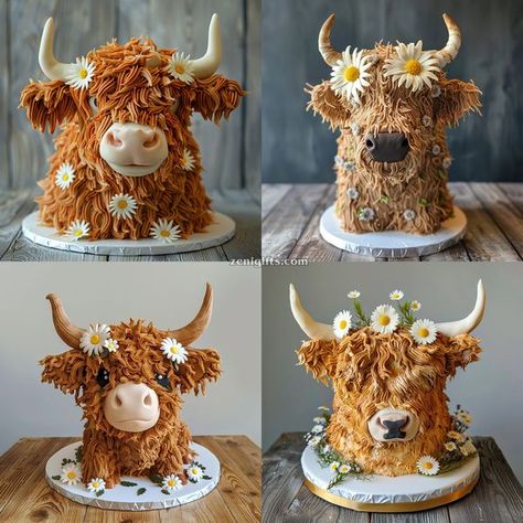 Highland Cow Cake Tutorial, Highland Cow Cake, Glamorous Wedding Cakes, Cow Birthday Cake, Cow Cake, Cow Stuff, Cow Cakes, Cowgirl Baby Showers, Cow Wallpaper