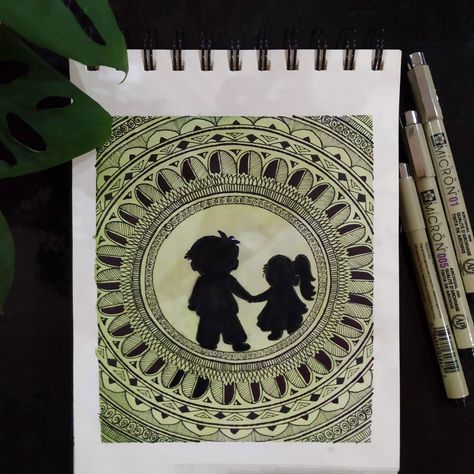 Brother-sister's relation is one of the purest form of love in the universe. Brother Sister Mandala Art, Sister Mandala Art, Fashion Drawing Sketches, Brother And Sister, Drawings Simple, Mandala Drawing, Love Drawings, Brother Sister, Market Place