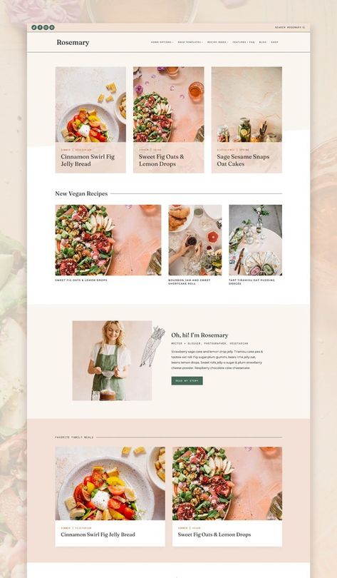 Introducing: The Rosemary WordPress Theme for Recipe Bloggers • Hearten Made Food Blog Layout, Fig Jelly, Jelly Bread, Wordpress Theme Portfolio, Chocolate Raspberry Cake, Affiliate Products, Popular Food, Oat Cakes, Recipe Template