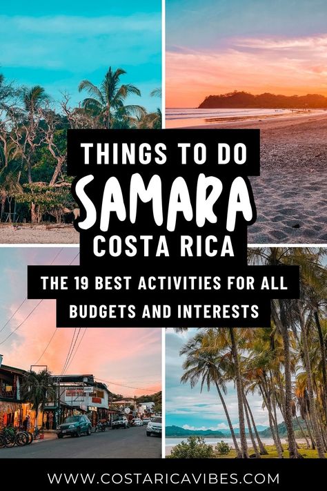 Are you looking for all the best things to do in Samara, Costa Rica? Samara is a small town with relaxed beach vibes on the Pacific Coast of Costa Rica. It is the perfect destination for families, but really everyone will enjoy a visit here. There are many fun activities to do in this area from water sports to exploring the dense hilly jungle nearby. Best Beach Towns In Costa Rica, Costa Rica Samara, Samara Beach Costa Rica, Playa Samara Costa Rica, Costa Rica Pacific Coast, Samara Costa Rica, Nosara Costa Rica, Costa Rica Travel Guide, San Jose Airport