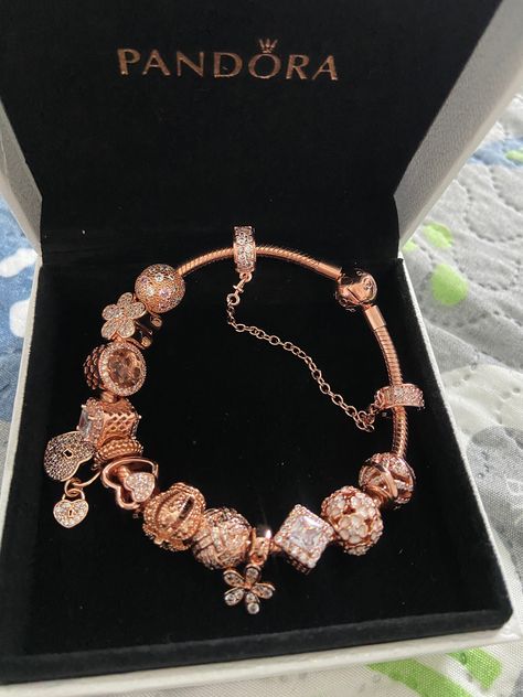 The bracelet is brand new  With all charms  20cm With bag and box  Suitable for present Pandora Bracelet Rose Gold, Rose Gold Pandora Bracelet, Gold Pandora Bracelet, Pandora Rose Gold Bracelet, Rose Gold Pandora, Clear Backpacks, Pandora Bracelet Charms Ideas, Girly Bracelets, Pandora Bracelet Designs