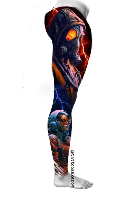 Color Leg Tattoos, Colored Leg Tattoo, Photoshop Tattoo, Tattoo Cover-ups, Koi Tattoo Sleeve, Bio Organic Tattoo, Colored Tattoo Design, Colorful Tattoo, Egyptian Tattoo Sleeve