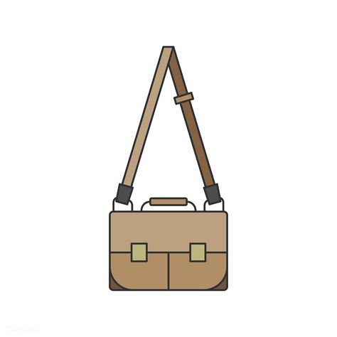 Illustration of a messenger bag | free image by rawpixel.com Bag Technical Drawing, Briefcase Illustration, Doodles School, Minimal Icon, Bag Drawing, Gacha Props, Bag Illustration, Crafting Inspiration, Office Life