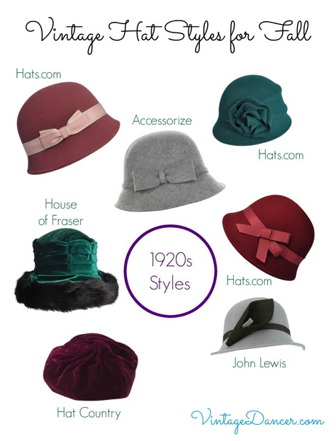 Vintage Hat Styles for Fall/Winter 20s Hats, Vintage Hat Styles, Womens Hats Fashion, Braids Bob, Vintage Outfits Winter, 1920s Clothing, Retro Wardrobe, 1920s Women, Mad Hat