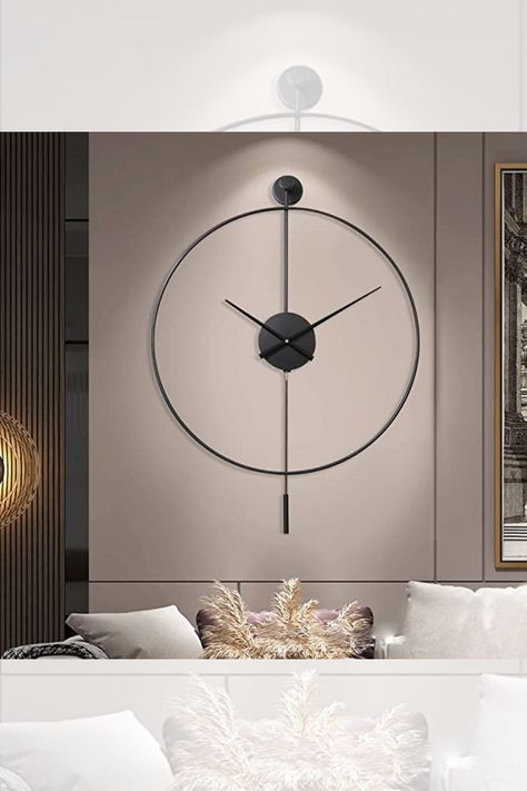 Big Clock On Wall, Large Clock Over Fireplace, Clock Over Fireplace, Coffee Shop Study, Wall Clock With Pendulum, Large Wall Clock Decor, Big Wall Clocks, Decorative Wall Clock, Living Room Clocks