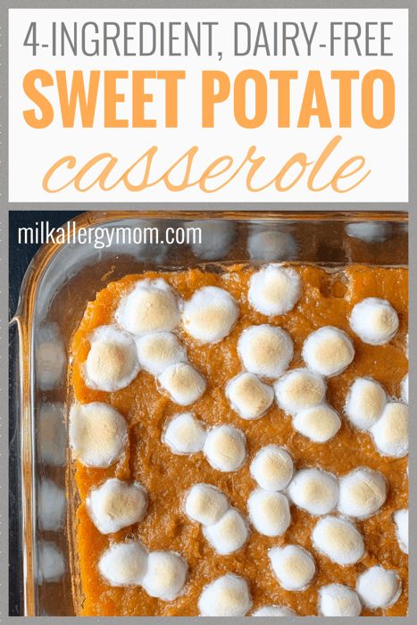 Dairy Free Thanksgiving Recipes, Sweet Potato Marshmallow Casserole, Thanksgiving Sweet Potato Casserole, Dairy Free Thanksgiving, Sweet Potato Casserole With Marshmallows, Milk Allergy Mom, Sugar Pecans, Vegan Sweet Potato Casserole, Sweet Potatoes With Marshmallows