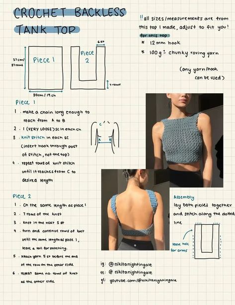 crochet backless tank top.pdf - Google Drive Haut Crochet, Crochet Idea, Backless Tank Top, Design Crochet, Mode Crochet, Quick Crochet Patterns, Pola Amigurumi, Crochet Business, Crochet Design Pattern