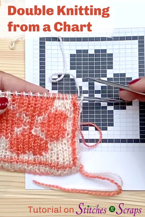 You know how to knit, but do you know how to double knit? Double knitting is a versatile technique that creates two layers of fabric at the same time. Learn how to create reversible, colorwork designs by double knitting from a chart!      #tutorial #knitting #knit #doubleknitting #chart #colorwork #stitchesnscraps #howtoknit #reversible How To Double Knit Tutorials, How To Double Knit, Double Knitting Patterns Free, Fair Isle Knitting Patterns Charts, Double Knitting Charts, Double Knitting Tutorial, Continental Knitting, Colorwork Knitting Patterns, Double Knitting Patterns