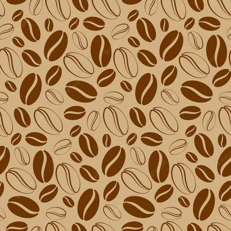 Premium Vector | Coffee vector seamless pattern cute vector seamless background with coffee beans Coffee Beans Packaging Design, Coffee Pattern Illustration, Coffee Background Design, Graham Bar, Coffee Vector Art, Coffee Beans Background, Coffee Sleeve Pattern, Nanak Jayanti, Coffee Background