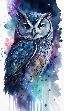 Colorful Owl Tattoo, Colorful Animal Paintings, Eagle Painting, Owl Watercolor, Owl Tattoo Design, Animals Watercolor, Owls Drawing, Owl Pictures, Beautiful Owl