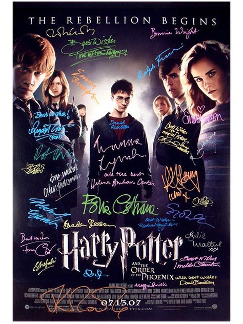 Official Harry Potter and the Order of the Phoenix signed poster by the cast Order Of The Phoenix Poster, Phoenix Poster, Harry Potter Order, Harry Potter Wallpaper Backgrounds, Harry Potter Groups, Harry Potter Texts, Игрушки Funko Pop, Harry Potter Painting, Gif Terror